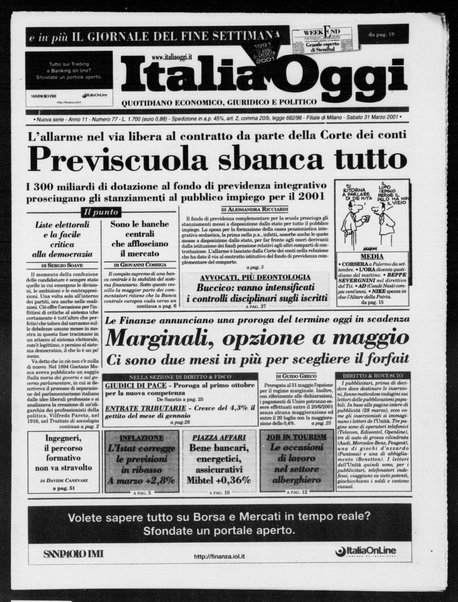 Italia oggi : quotidiano di economia finanza e politica